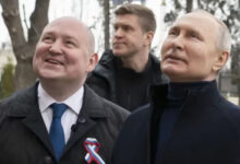 Vladimir Putin, the president of Russia, and Mikhail Razvozhayev, the governor of Sevastopol, Saturday visited the Children's Art and Aesthetic Center, a part of the Chersonesos Taurica Historical and Archeological Park. (AP Picture)