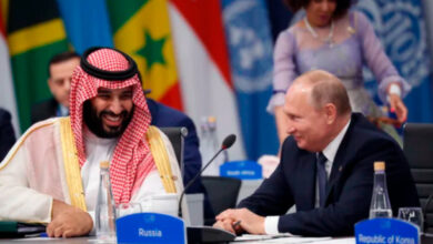 Saudi Arabia’s Crown Prince Mohammed bin Salman and Russian President Vladimir Putin