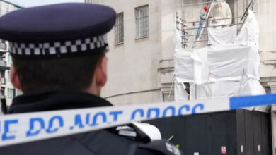 The statue was damaged in January 2022 by a protester