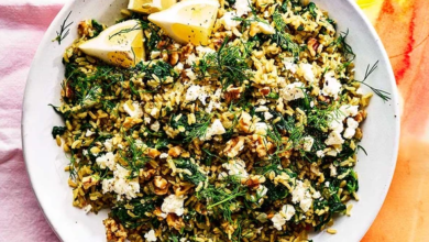 Lemon & spinach rice with feta