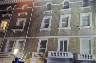 The London Fire Brigade said two people were rescued from a second floor flat, one person was rescued from a first floor flat and another two were rescued from a flat on the fourth floor