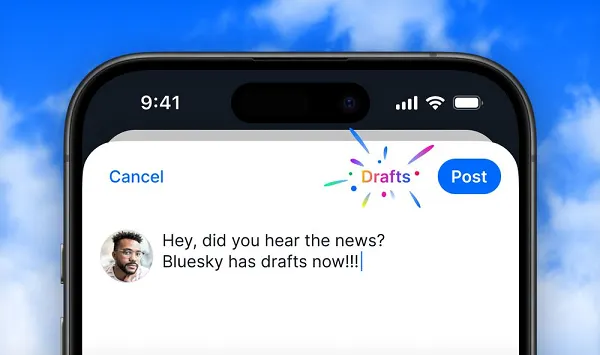 Bluesky Adds Drafts, Updated Welcome Screen