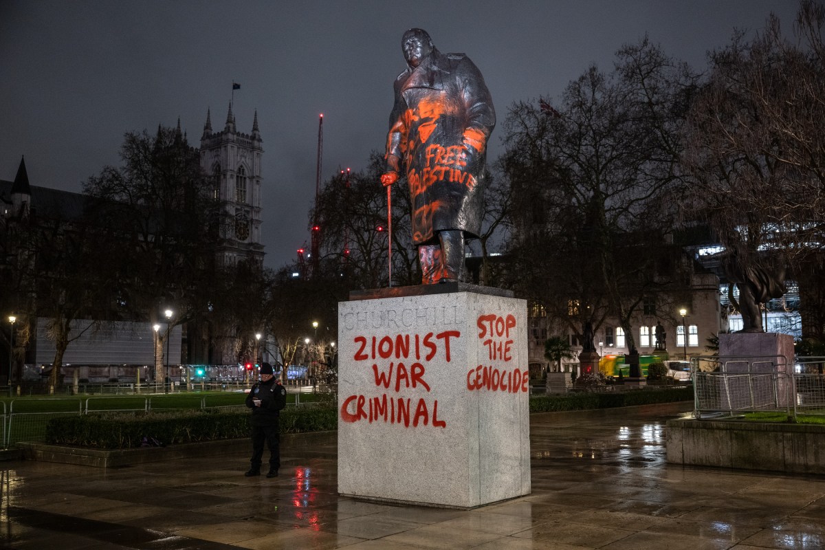 Iconic Churchill Statue Vandalized: ‘ZIONIST WAR CRIMINAL’…
