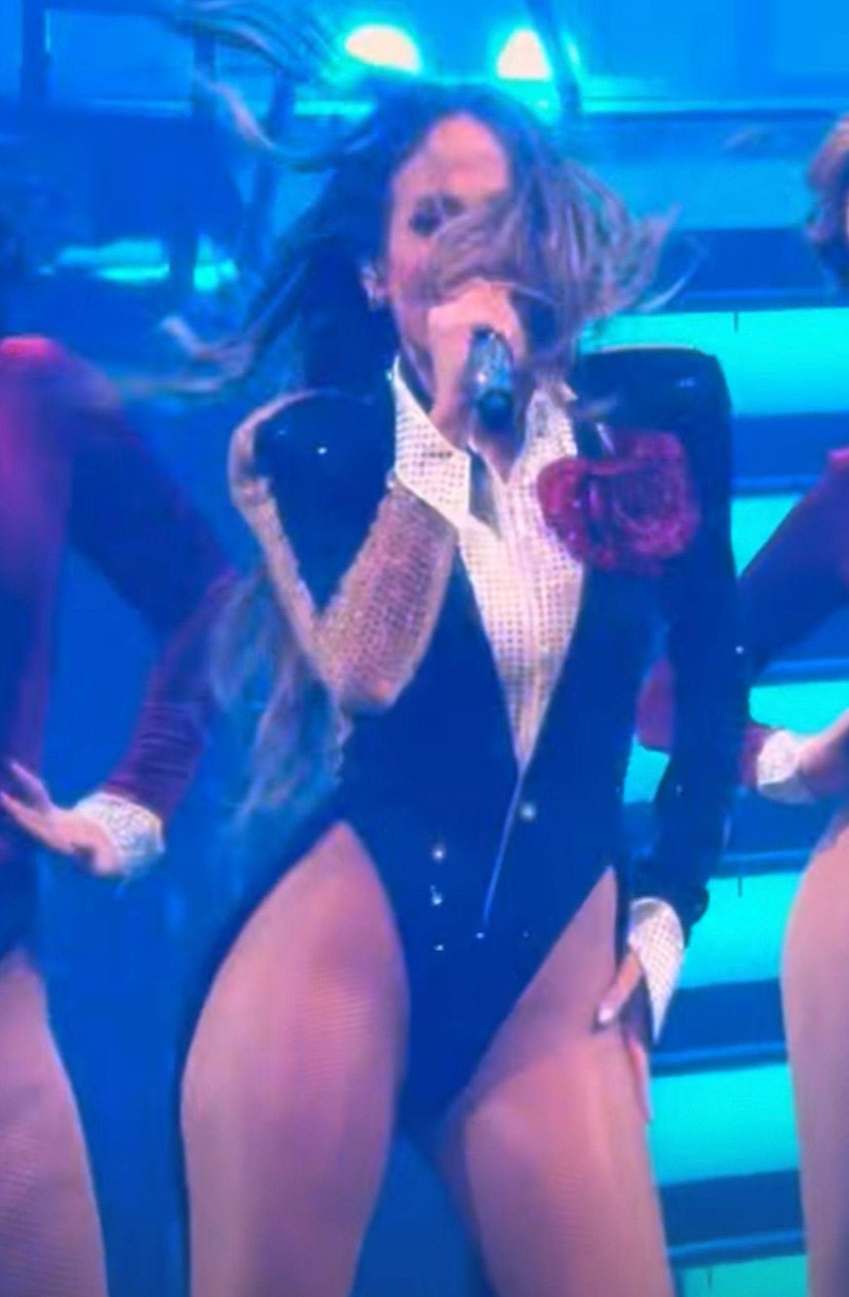 Jennifer Lopez trips and nearly falls on stage during Las Vegas residency show