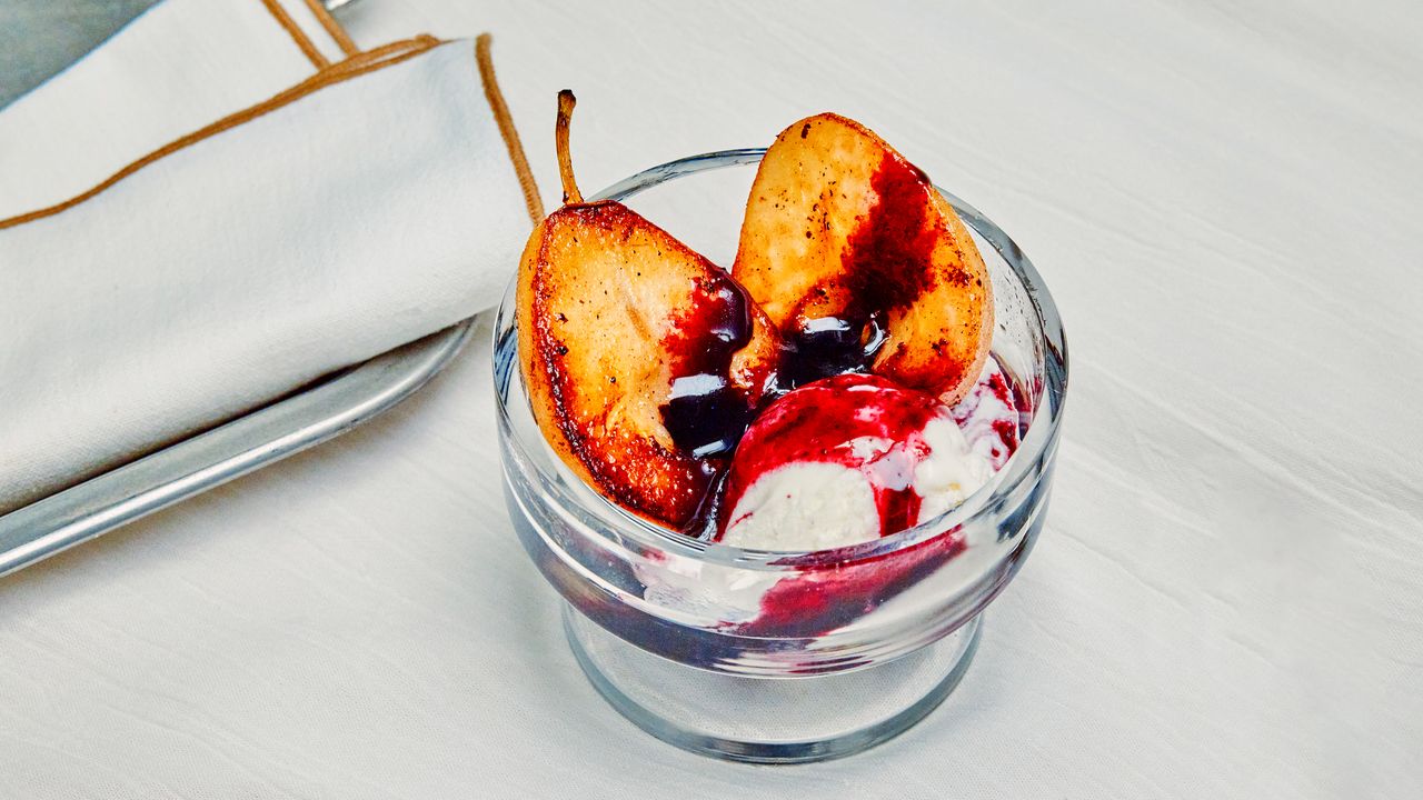 Pear and Red Wine Sundae for Two
