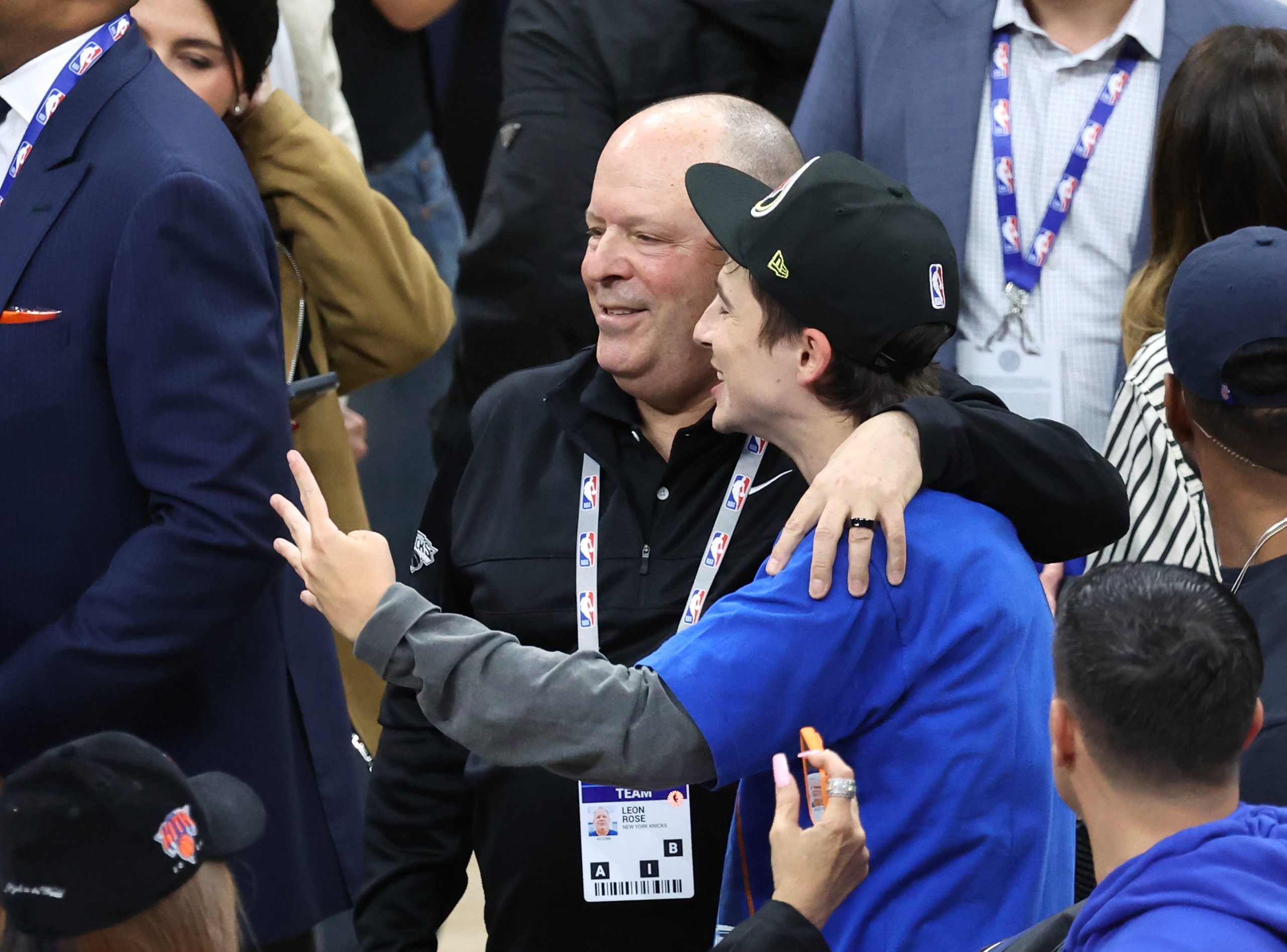 Timothée Chalamet’s epic Knicks celebration includes includes Leon Rose embrace: ‘Motherf–king Finals’