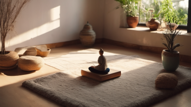AI-generated image: A serene indoor scene featuring a meditation space.