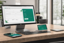 AI-generated image: A wooden desk with a computer monitor, a laptop, and a tablet.