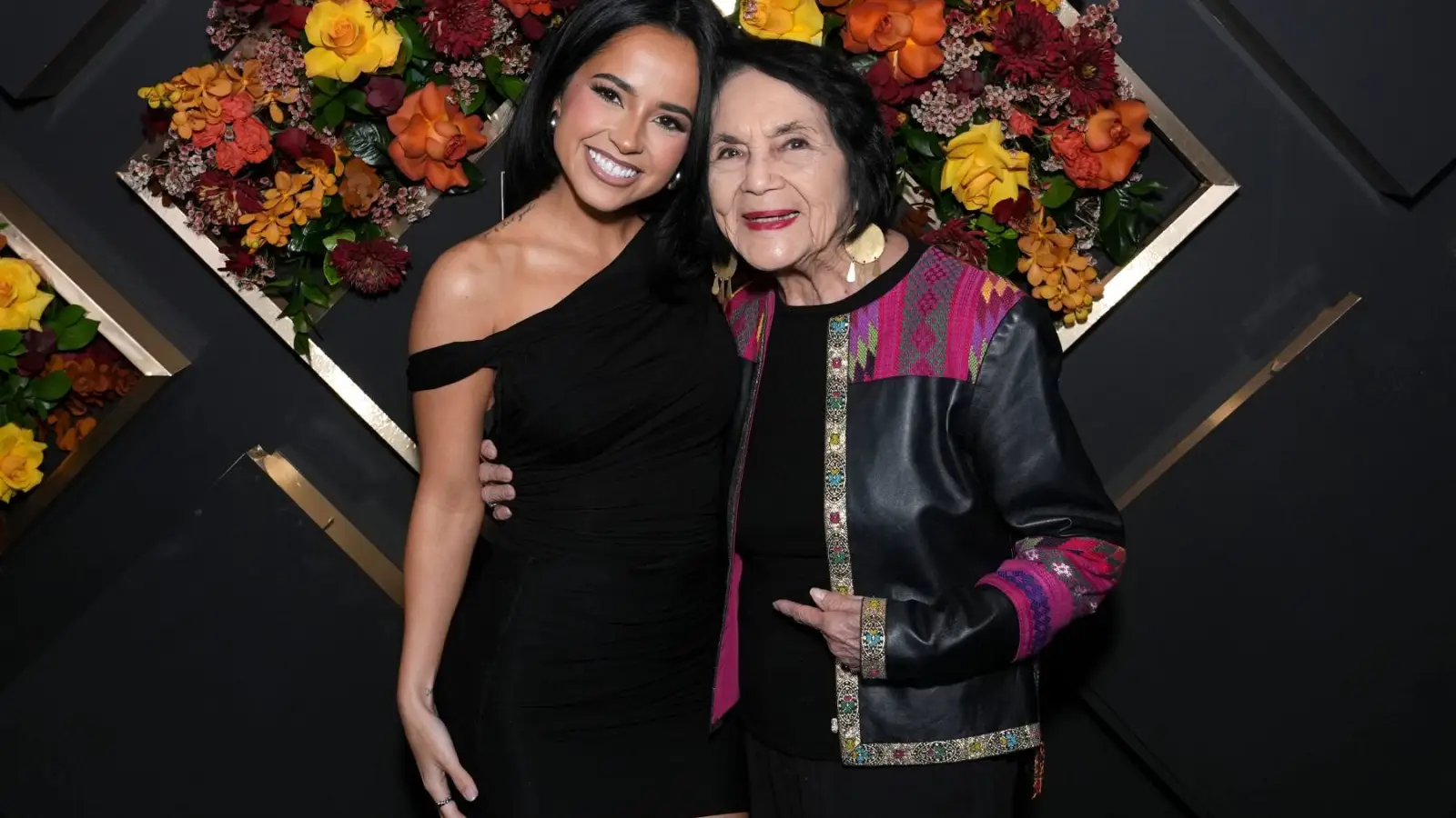 HOLLYWOOD, CALIFORNIA - FEBRUARY 21: (L-R) Becky G and Dolores Huerta attend 2025 La Cena Los Angeles: Celebration of Latino Culture at NeueHouse Hollywood…