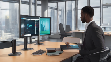 AI-generated image: A Black man is sitting at a wooden desk in an office.