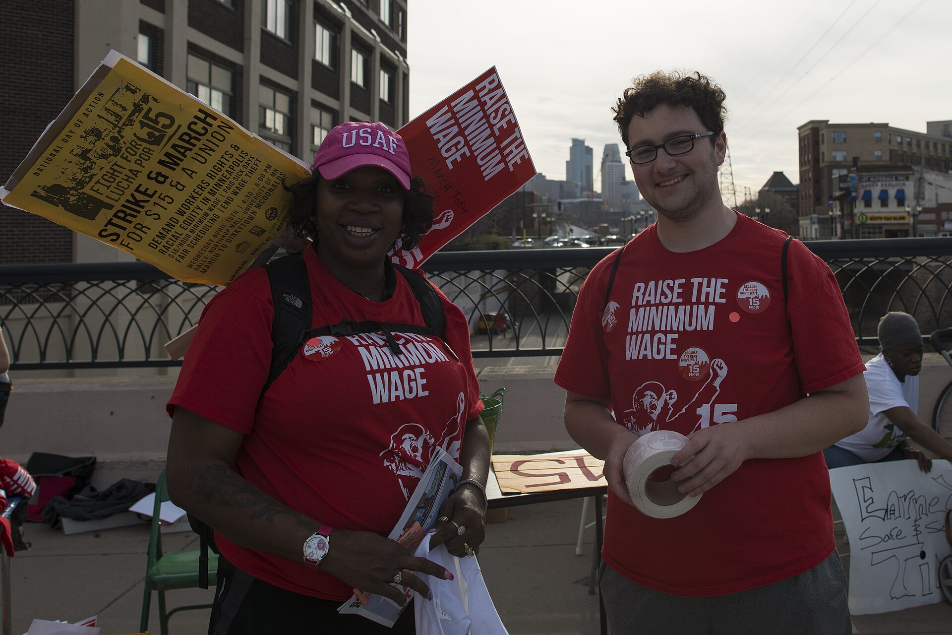 Dinkytown minimum wage march-Raise the minimum wage protesters.jpg