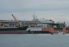 A U.S. cruise ship, the MV Odyssey, docks at the Sihanoukville Autonomous Port in Sihanoukville, Cambodia, Wednesday, Oct. 28, 2026.