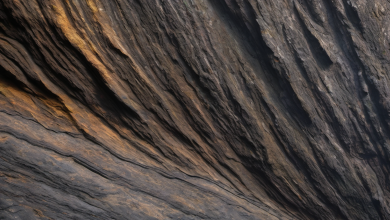 AI-generated image: A close-up photograph of a layered rock formation.