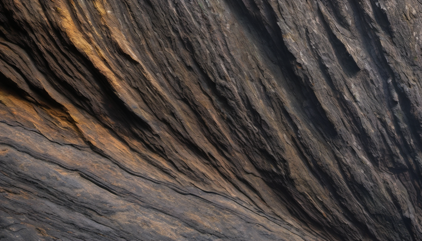 AI-generated image: A close-up photograph of a layered rock formation.