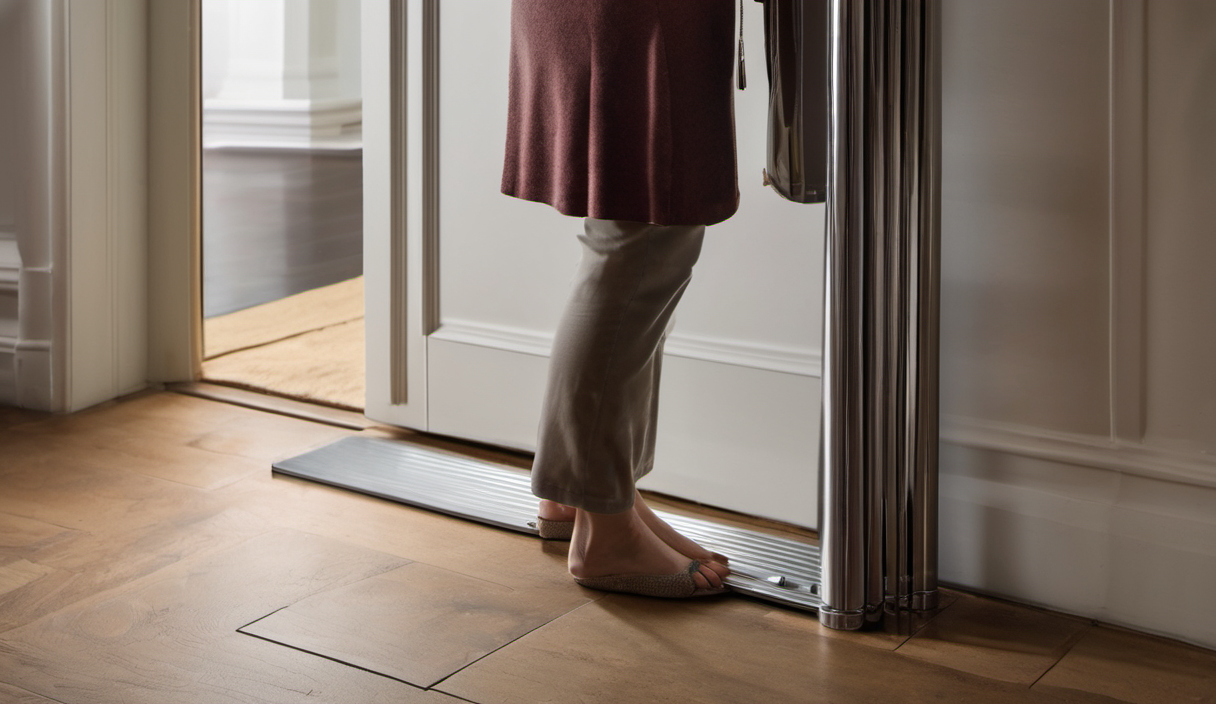 AI-generated image: The image shows a person standing in a doorway.