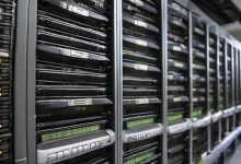 AI-generated image: A row of server racks filled with computer servers.