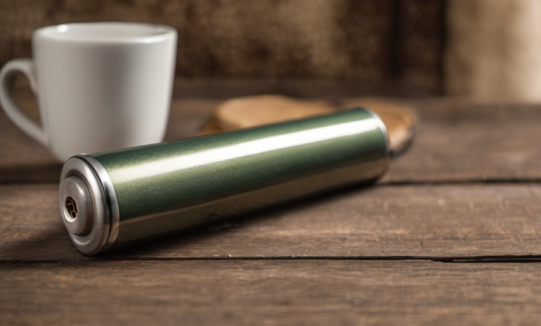 AI-generated image: A cylindrical, metallic object with a green and silver finish is the main subject.