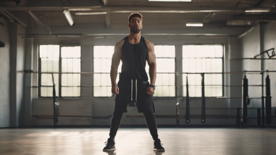 AI-generated image: A man is standing in a gym.