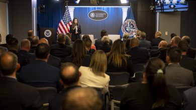 Kristi Noem speaks to U.S. Immigration and Customs Enforcement (ICE) Special Agents in Charge and Field Operations Directors from around the country at ICE…