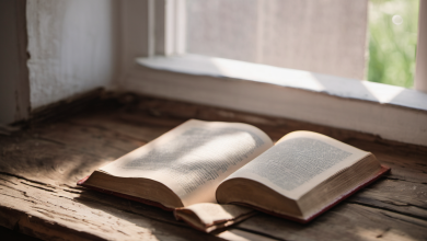 AI-generated image: An open, aged book lies on a weathered wooden surface.