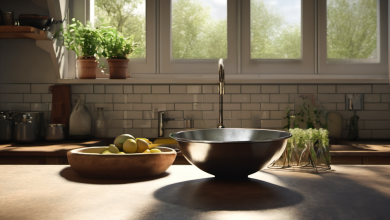 AI-generated image: The image shows a kitchen scene.