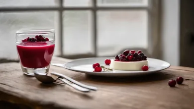 AI-generated image: A close-up food photograph shows a table with a dark wooden surface.