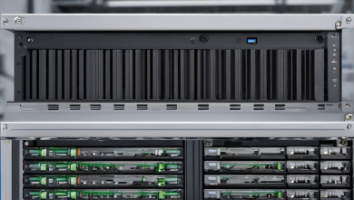 AI-generated image: A server rack with multiple server units and storage devices.