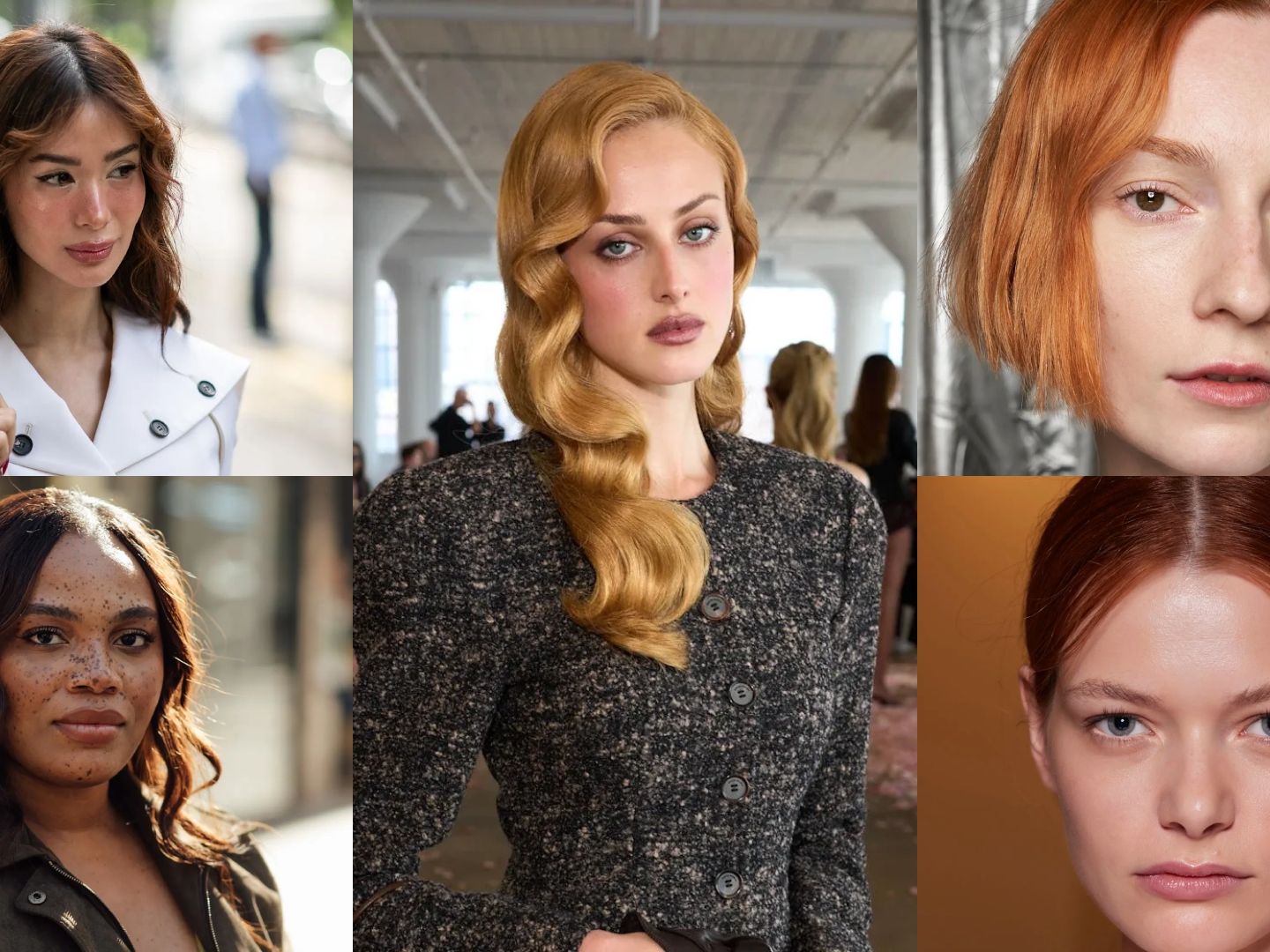 collage of women with different shades of red hair