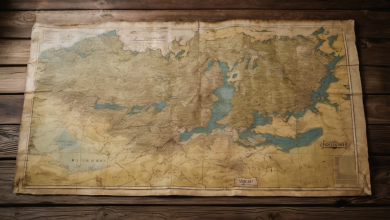 AI-generated image: A large, aged map is the main foreground subject.