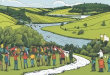 AI-generated conceptual illustration: Hundreds Protest Against Data Centre Plans in Caernarfon