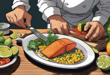 AI-generated conceptual illustration: Chef Chris Valdes Shares Salmon Recipe That Helped Him Drop 40 Pounds