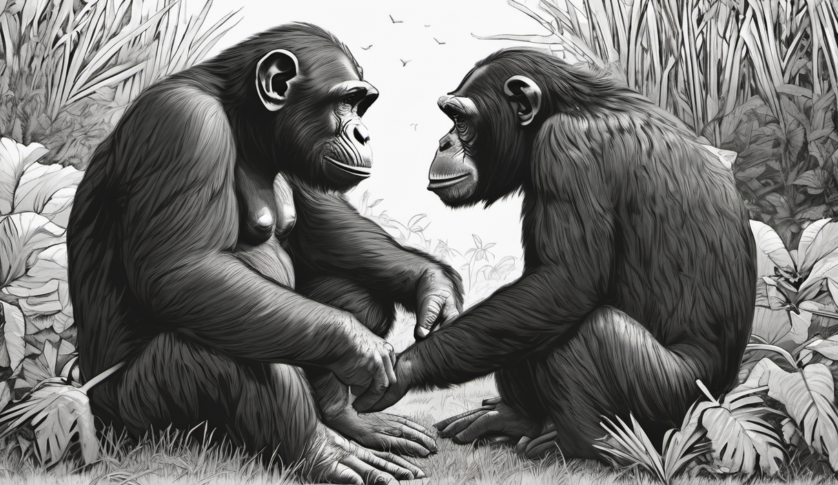 AI-generated conceptual illustration: Chimps Steal Less From Friends: New Study Reveals Social Expectations in Primates