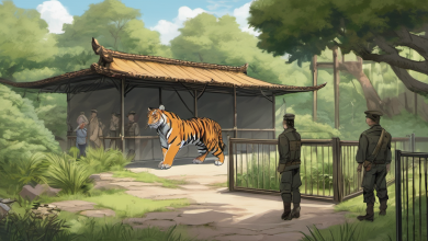 AI-generated conceptual illustration: Man Seriously Injured in Tiger Attack at Yorkshire Wildlife Park