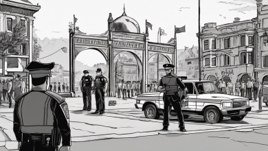 AI-generated conceptual illustration: Eight Men Arrested Days After Early Prison Release in Greater Manchester