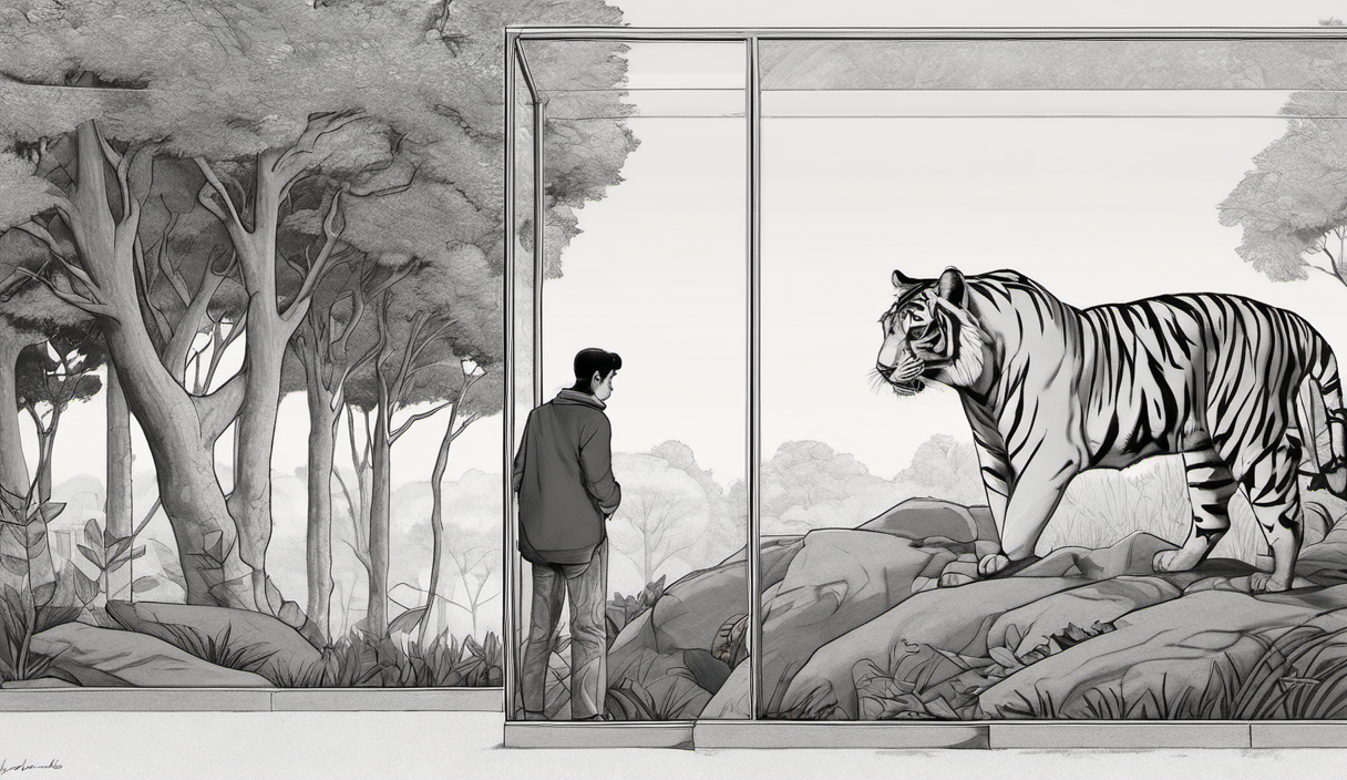 AI-generated conceptual illustration: Man Dies After Tiger Attack at Yorkshire Wildlife Park