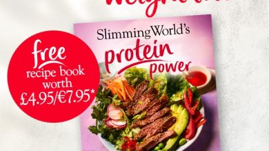 Text reads 'Power up your weight loss'. 'free recipe book'. Image of Slimming World's Protein Power recipe book. free recipe book worth £4.96/€7.95* *offer…