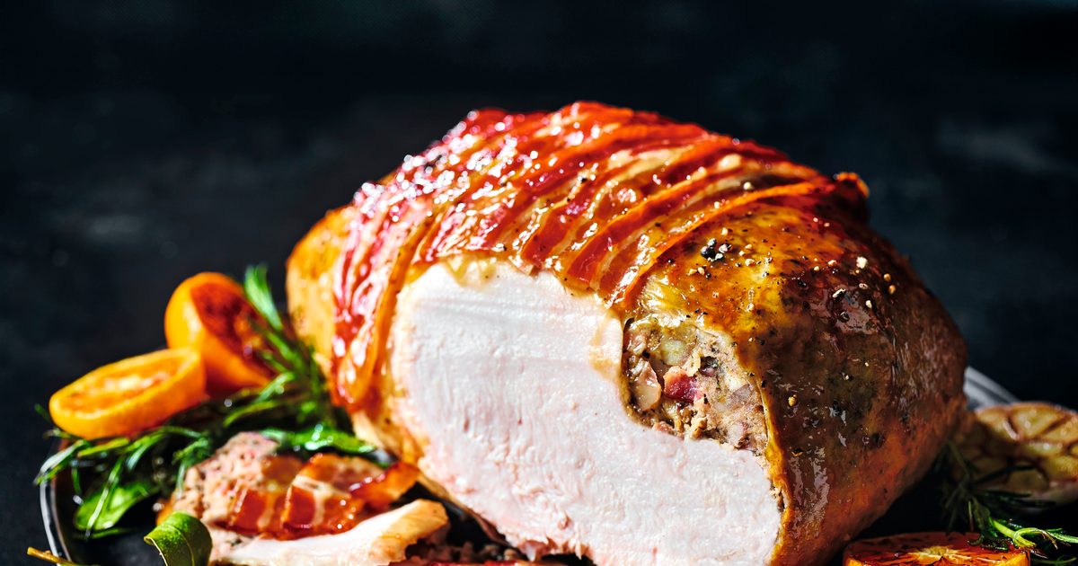 M&S Oakham turkey crown stuffed with caramelised Italian chestnuts, pancetta, Calabrian orange & thyme