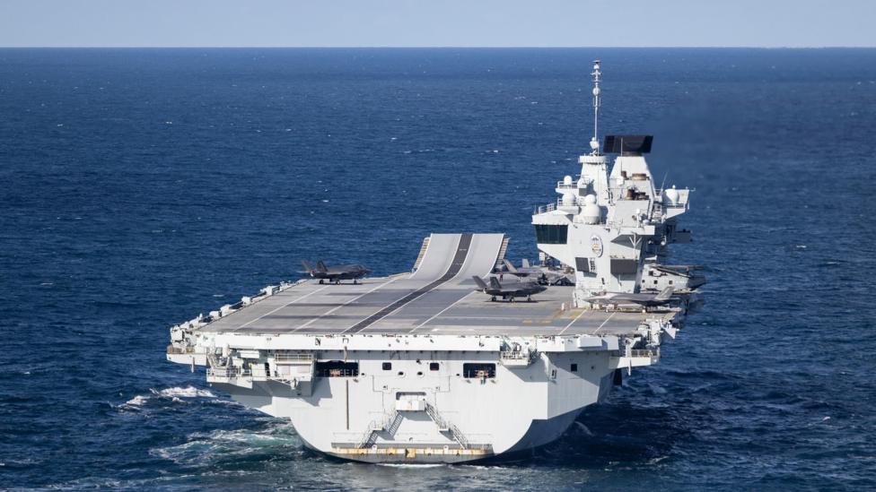 Image caption, A UK carrier conducts operations in the High North and Arctic